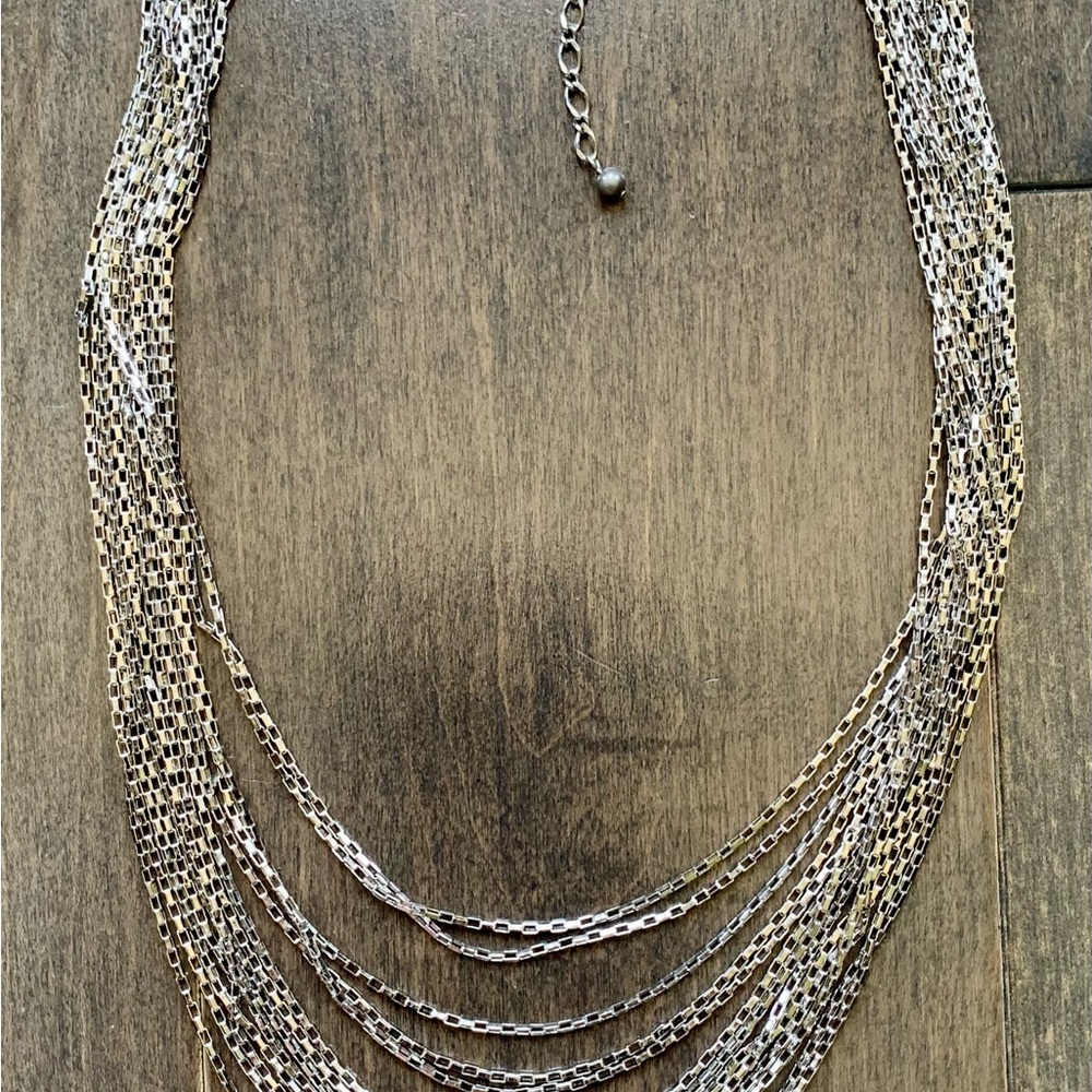 Silver Cascading Multi-Strand Necklace